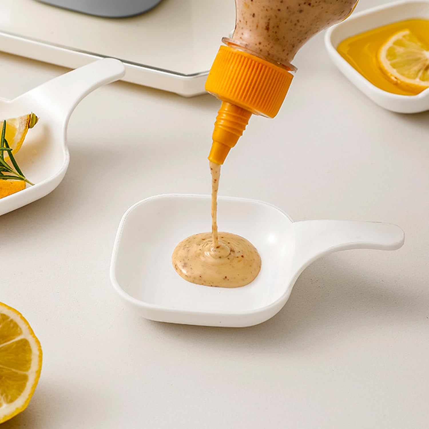 Dipping Dishes Set, Portable Dipping Sauce Plate and Holder, Dipping Bowls