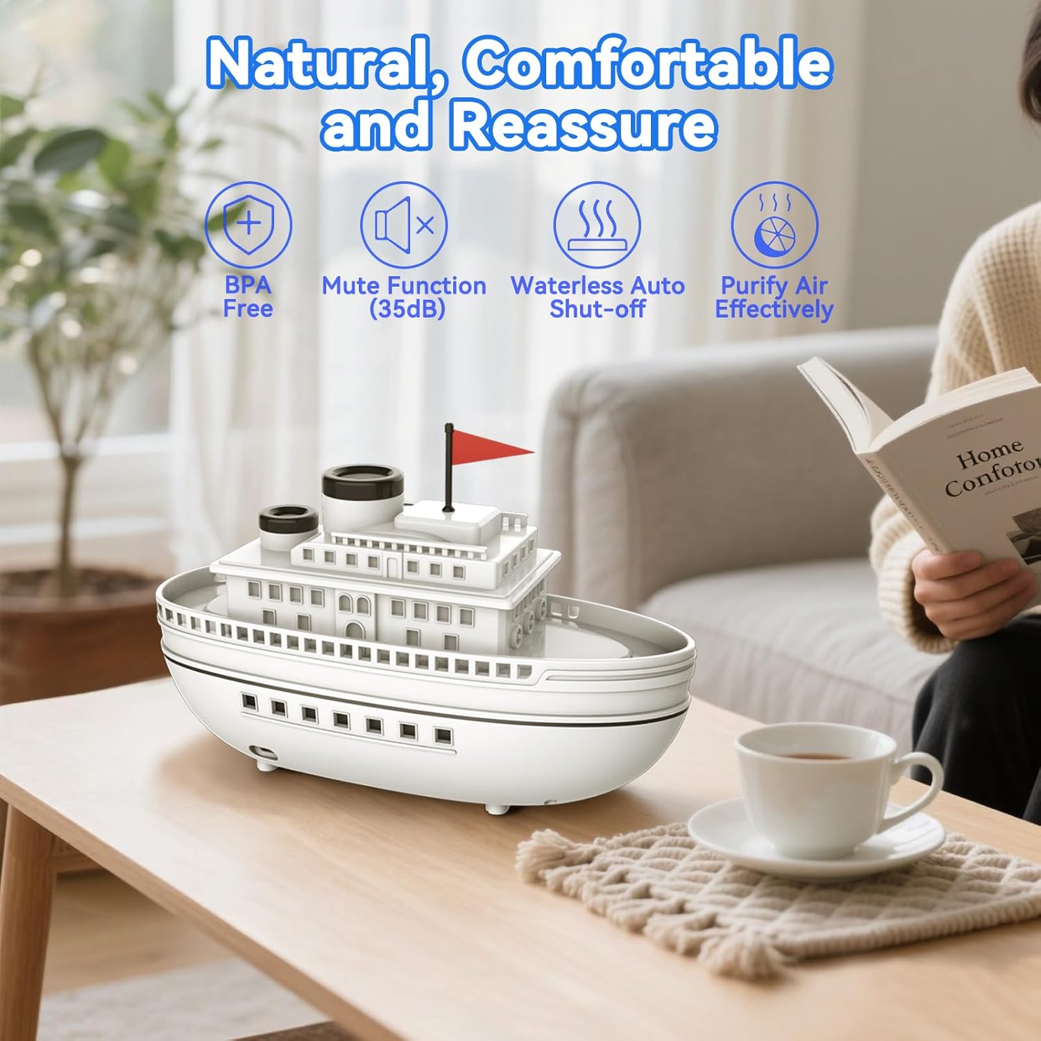 Steamboat Diffuserlove Ship Aromatherapy Diffuser Humidifier 300ml Essential Oil Diffuser for Home Bedroom Office Decorative Cool Mist Humidifier