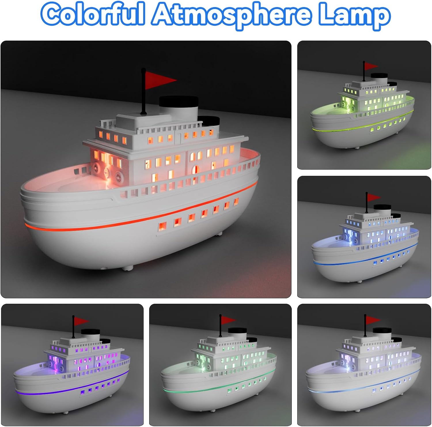 Steamboat Diffuserlove Ship Aromatherapy Diffuser Humidifier 300ml Essential Oil Diffuser for Home Bedroom Office Decorative Cool Mist Humidifier