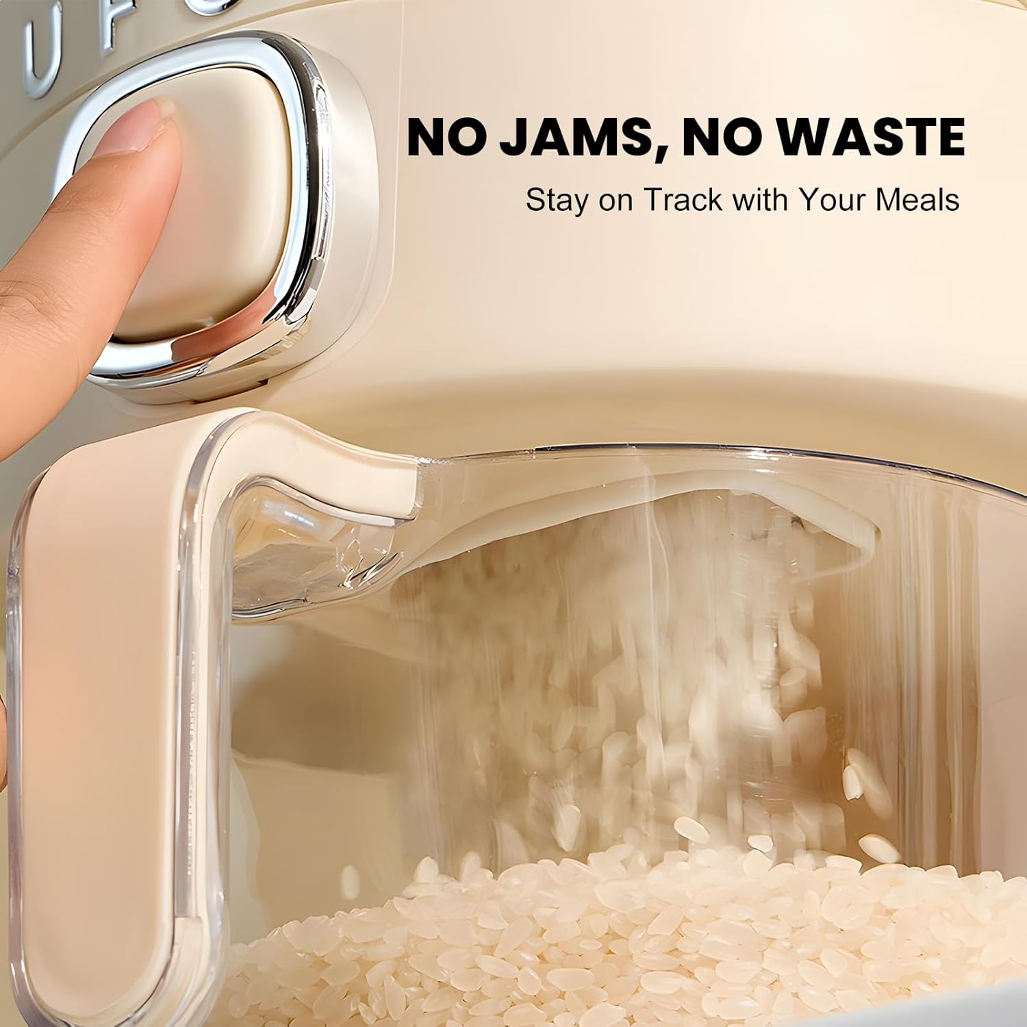 UFORU Rice Dispenser Rice Storage Container with Measuring Cup for Kitchen Pantry Household Storage Containers Airtight, Sealed Moisture Proof
