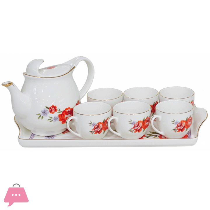 8 pcs Tea Sets 1 Tray 6 Cups 1 Tea Pot