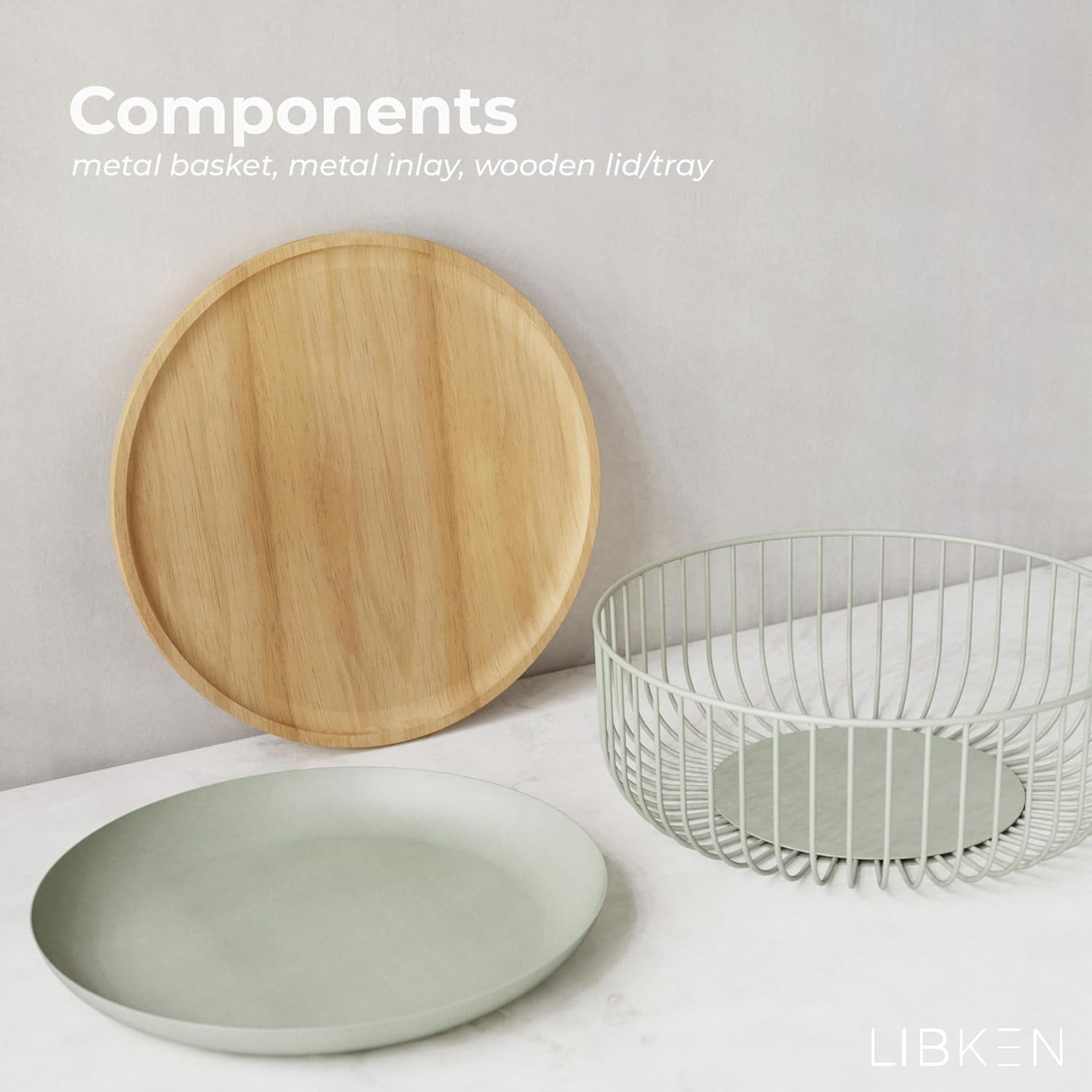 Wooden Bamboo Fruit Basket with Lid - Kitchen Countertop Fruit Bowl