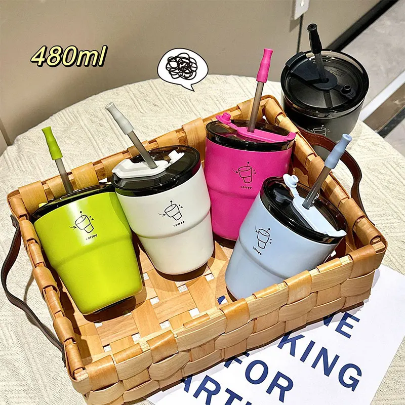 New Korean Style 320ml Insulated Tumbler with Lids Stainless Steel Double Wall Vacuum Coffee Tumbler Cup for Cold & Hot Drinks Stainless Steel Hot and Cold