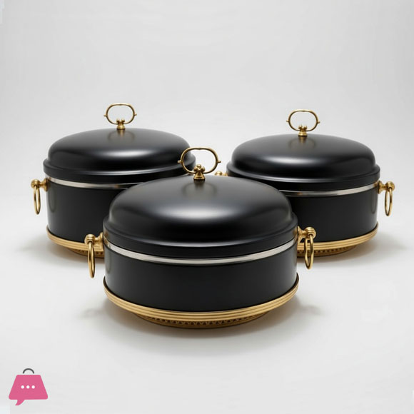 Elegant 3-Piece Hotpot Set – Cream & Gold Luxury Edition