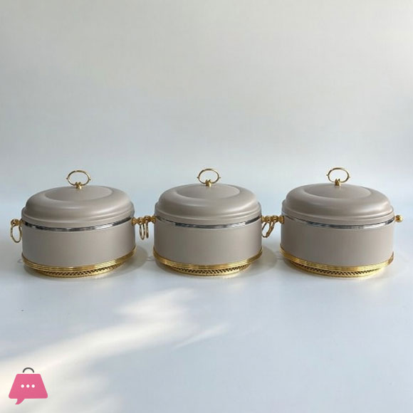 Elegant 3-Piece Hotpot Set – Cream & Gold Luxury Edition