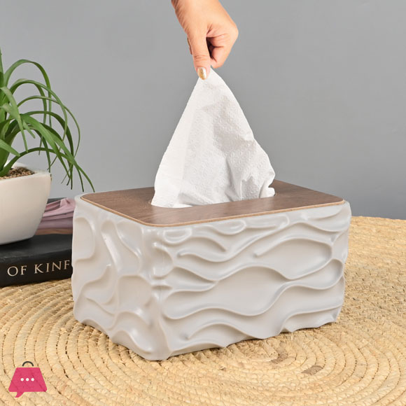 Elegant Design for a Home Table Rectangular Plastic and Wood Tissue Box