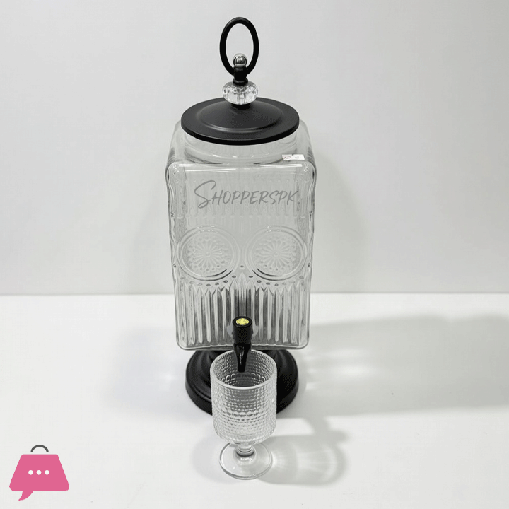Glass Beverage Dispenser with 6 Glasses 3 Litre
