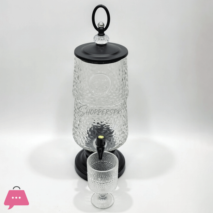 Glass Beverage Dispenser with 6 Glasses 3 Litre