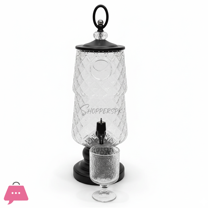 Glass Beverage Dispenser with 6 Glasses 3 Litre