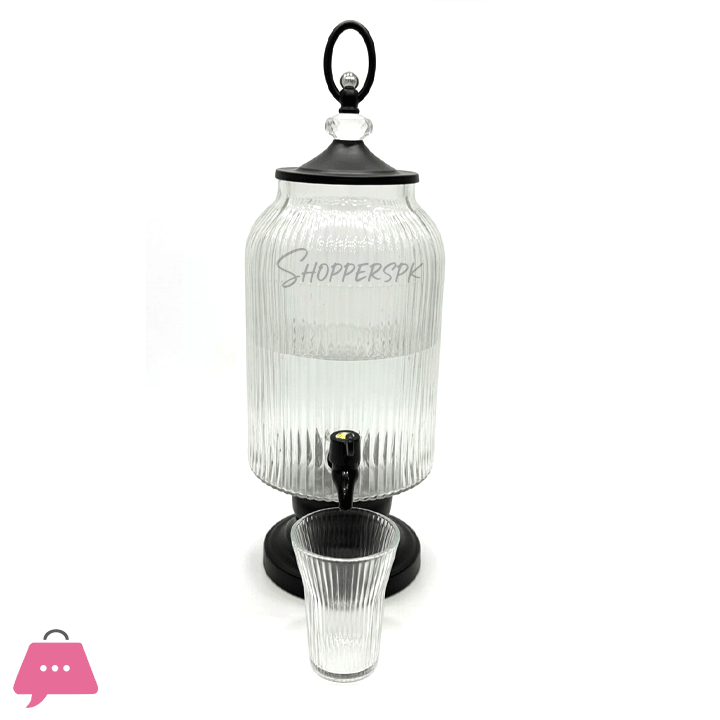 Glass Beverage Dispenser with 6 Glasses 3 Litre