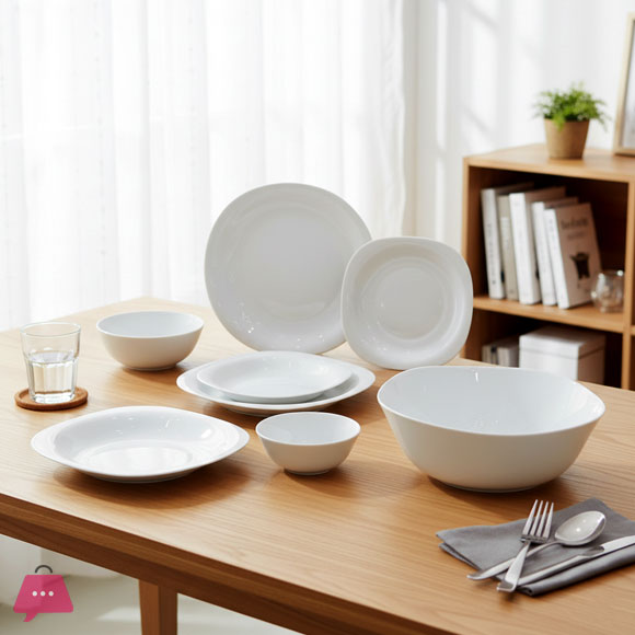 KINGRI OPALWARE MARBLE DINNER SET 26 PCS (WHITE)