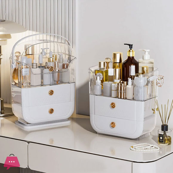 LARGE-CAPACITY MAKEUP STORAGE BOX MULTIFUNCTIONAL VANITY ORGANIZER FOR SKINCARE & JEWELRY