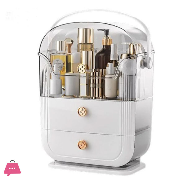 LARGE-CAPACITY MAKEUP STORAGE BOX MULTIFUNCTIONAL VANITY ORGANIZER FOR SKINCARE & JEWELRY