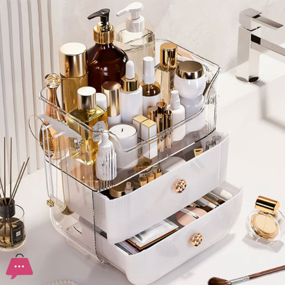 LARGE-CAPACITY MAKEUP STORAGE BOX MULTIFUNCTIONAL VANITY ORGANIZER FOR SKINCARE & JEWELRY