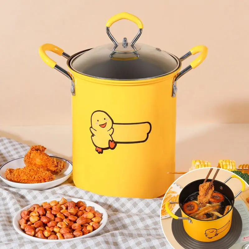 Iron Deep Fry Pot Frying Pot Kitchen Fryer Mini Cooking Pot With Strainer