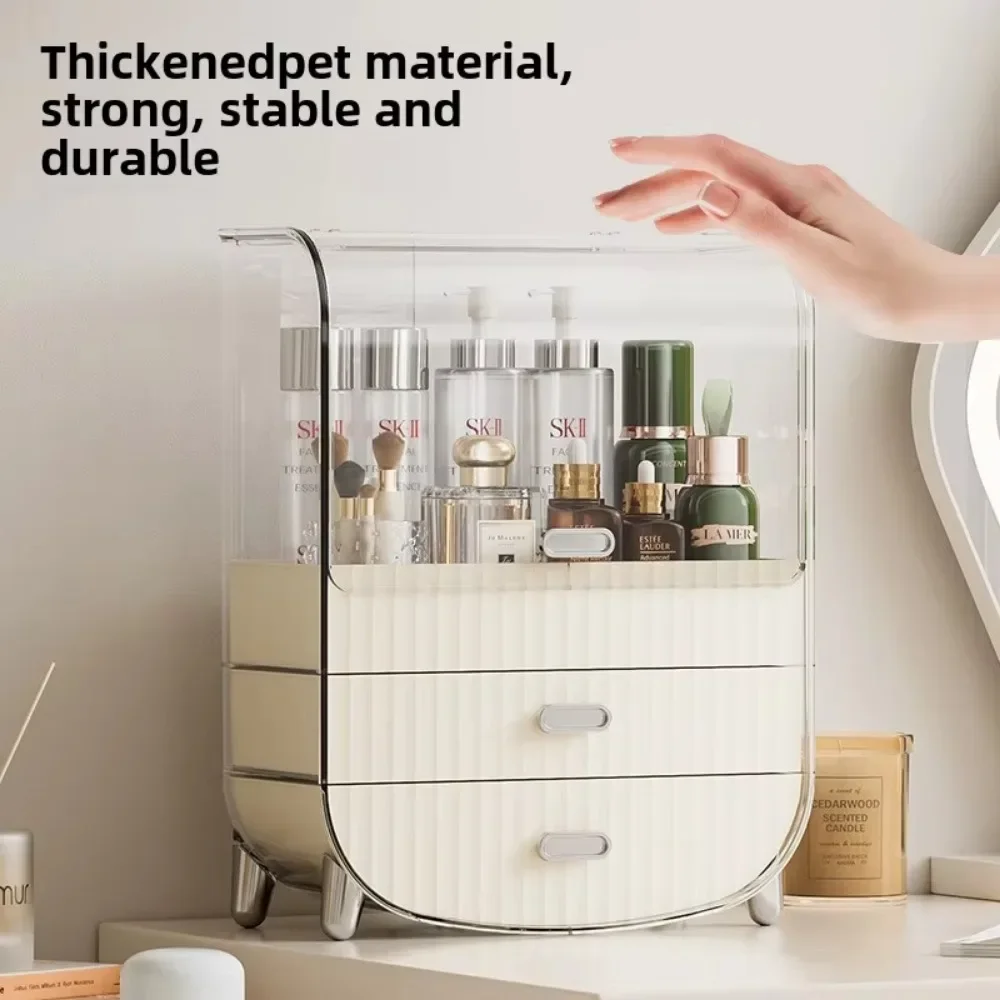 Desktop Makeup Organizer Transparent Jewelry Cosmetic Storage Box Dustproof Large Capacity Makeup Container Jewelry Lipstick