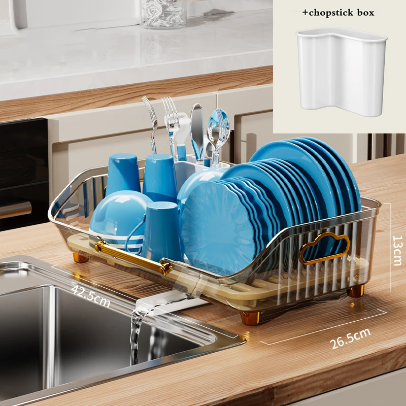 Luxury Dish Drying Rack Eco-friendly Drainer Rack With Drain Basket