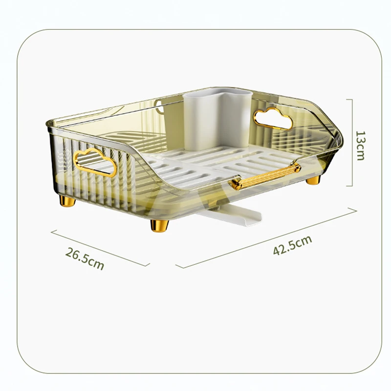 Luxury Dish Drying Rack Eco-friendly Drainer Rack With Drain Basket