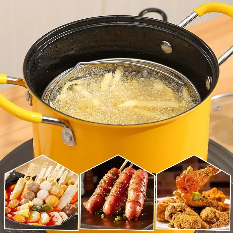 Iron Deep Fry Pot Frying Pot Kitchen Fryer Mini Cooking Pot With Strainer