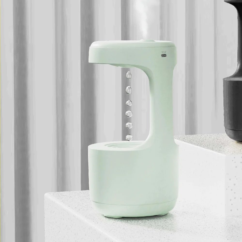 Anti-Gravity Water Droplet Humidifier with LED Clock Display Creative Black Technology - for Home Decor Gifts to Friends