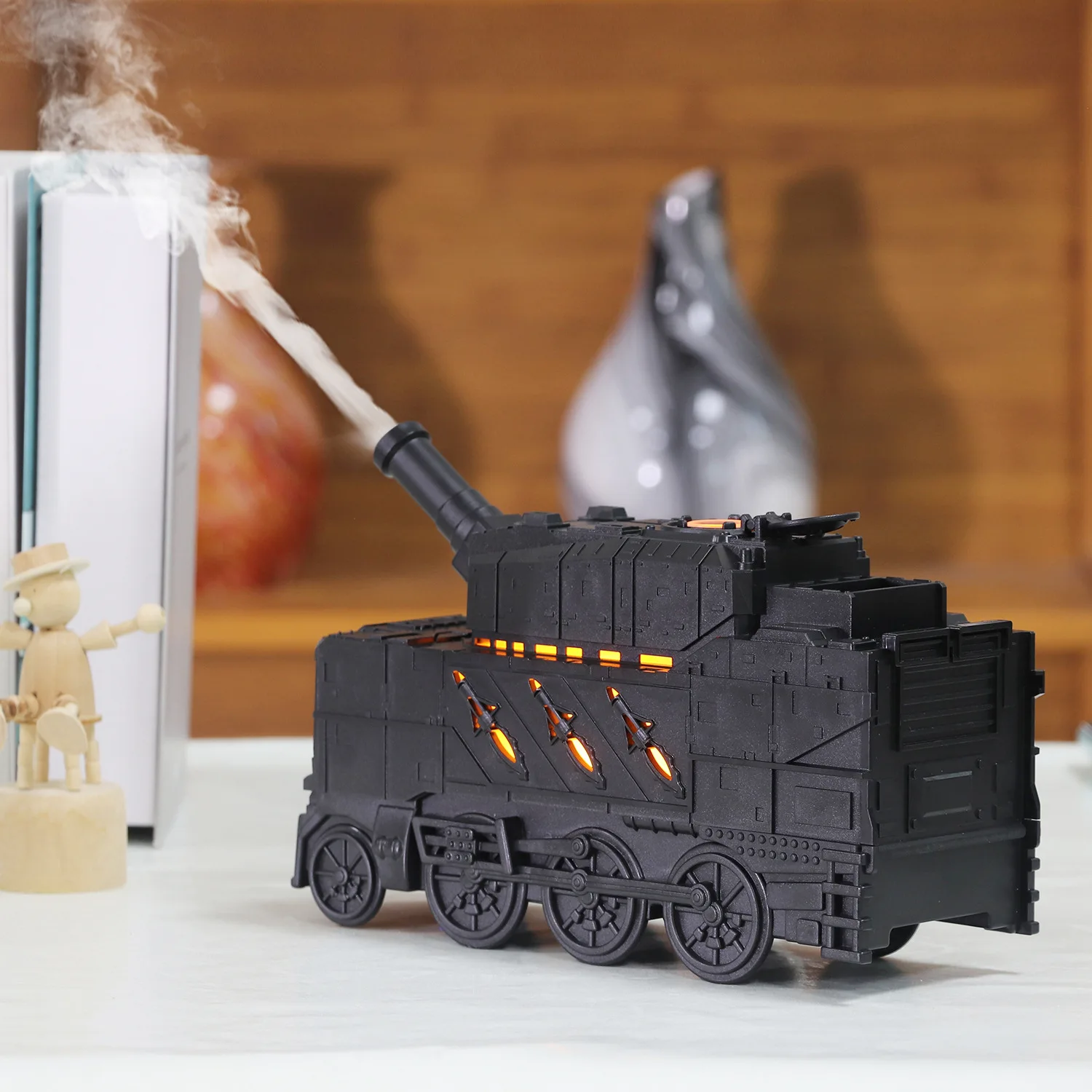 Train Air Humidifier Ultrasonic Aromatherapy Diffusers Mist Maker Lamp