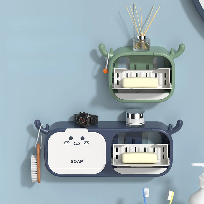 Cartoon Soap Holder ABS Soap Box Wall Hanging Drain Soap Box Single