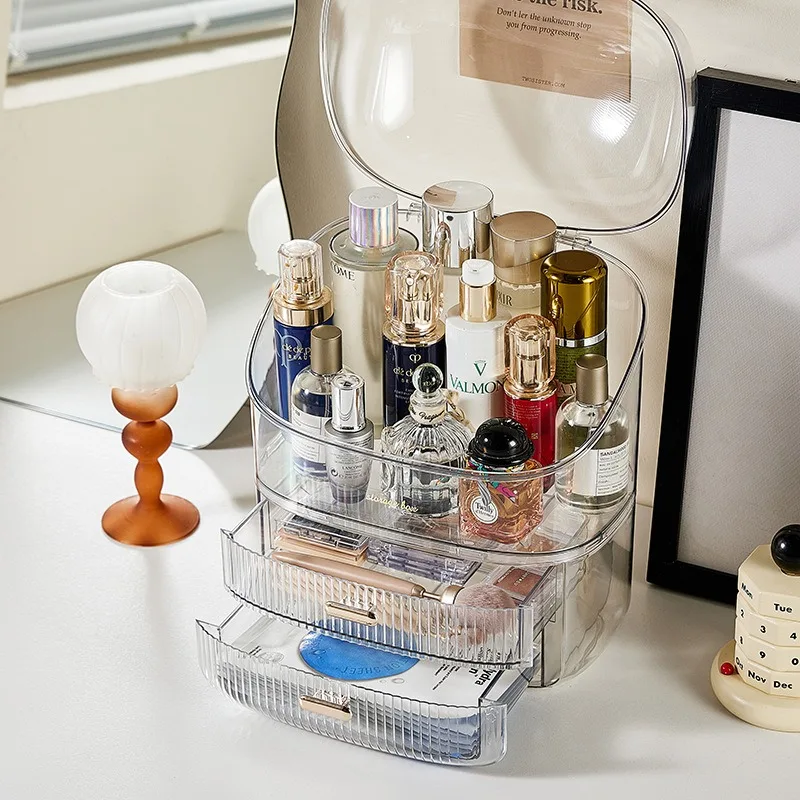 Transparent Desk Makeup Organizer Box, Large Capacity Cosmetic Jewelry Storage Drawer