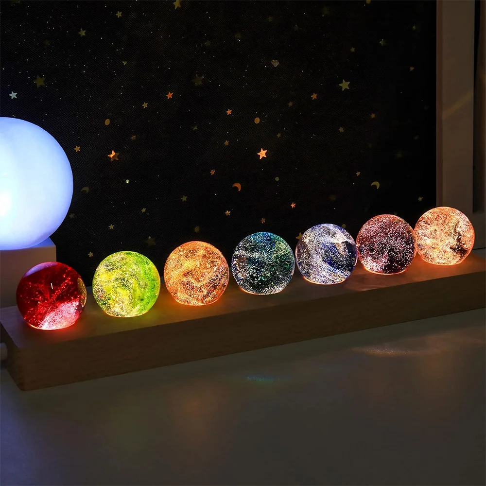 7Pcs Natural Healing Spheres LED Night Lighting Crystal Ball Lamp Light Living Room Decoration Ball