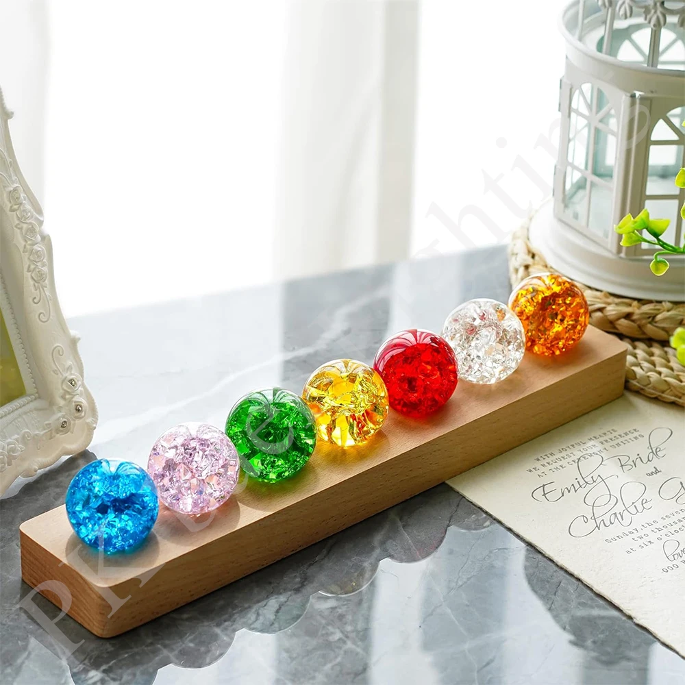 7Pcs Natural Healing Spheres LED Night Lighting Crystal Ball Lamp Light Living Room Decoration Ball