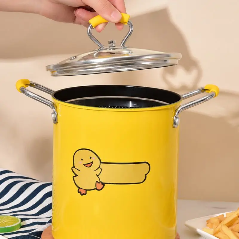 Iron Deep Fry Pot Frying Pot Kitchen Fryer Mini Cooking Pot With Strainer