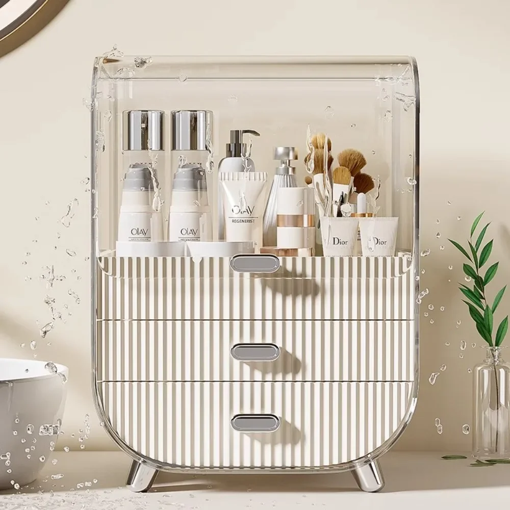 Desktop Makeup Organizer Transparent Jewelry Cosmetic Storage Box Dustproof Large Capacity Makeup Container Jewelry Lipstick