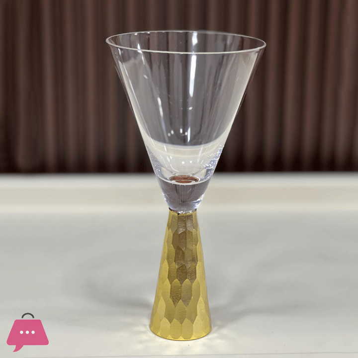 Set of 4 Funnell Shaped Cocktail Martini Glasses 8oz Elegant Gold Martini Glasses 350ml