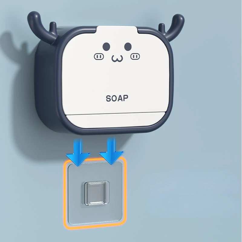 Cartoon Soap Holder ABS Soap Box Wall Hanging Drain Soap Box Single