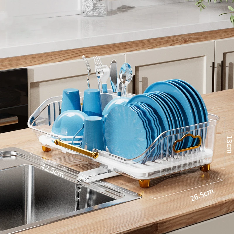 Luxury Dish Drying Rack Eco-friendly Drainer Rack With Drain Basket