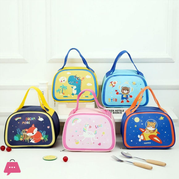 Side Opening Wide Base Insulated Kids Thermal Lunch Bag