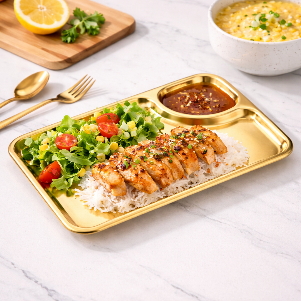 Golden Serving Snacks Tray – Elegant Metal Tray - Habitt