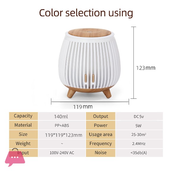 Baby Room Mini Silent Table Light Oils Diffuser Cool Mist Humidifier Modern Diffuser