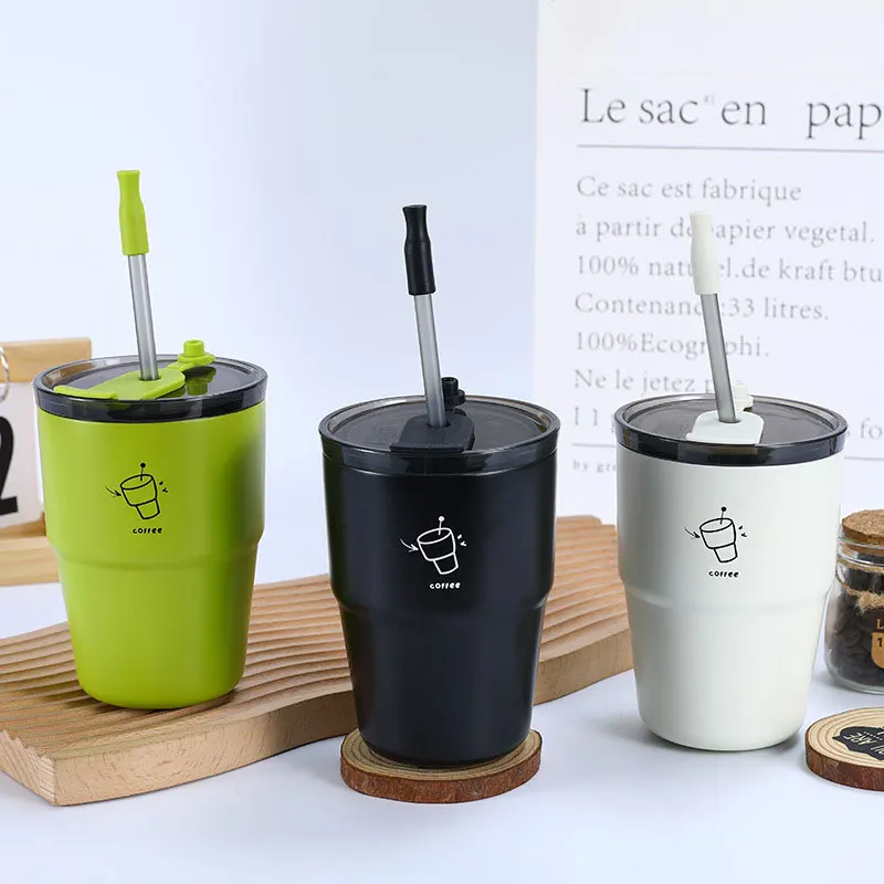 New Korean Style 320ml Insulated Tumbler with Lids Stainless Steel Double Wall Vacuum Coffee Tumbler Cup for Cold & Hot Drinks Stainless Steel Hot and Cold
