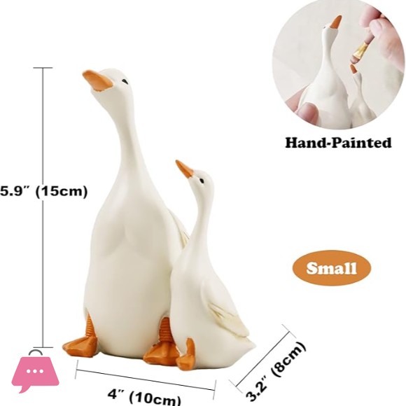 Child White Duck Set Hand-Painted Resin Ducks for Garden Decor