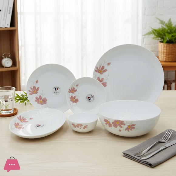 DEWALI OPALWARE MARBLE DINNER SET 26 PCS (SHAGHAYEGA PINK)
