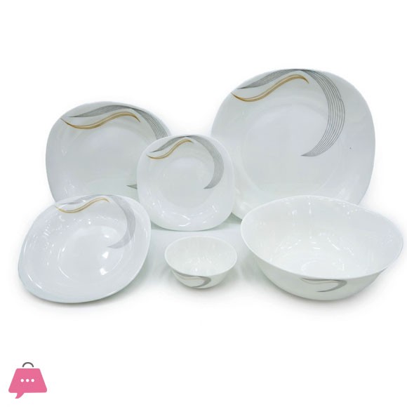 DEWALI OPALWARE MARBLE DINNER SET SQUARE 26 PCS (SHAMEL)