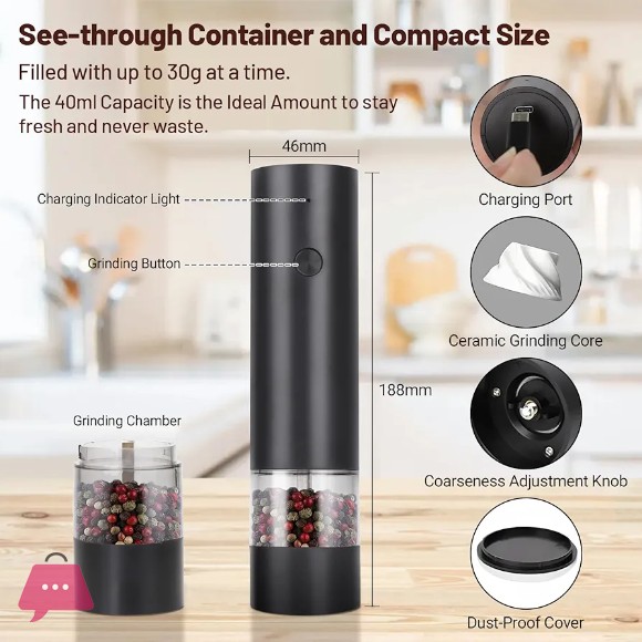 Electric Salt & Pepper Grinder Set