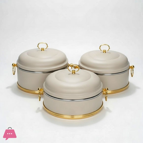 Elegant 3-Piece Hotpot Set – Cream & Gold Luxury Edition