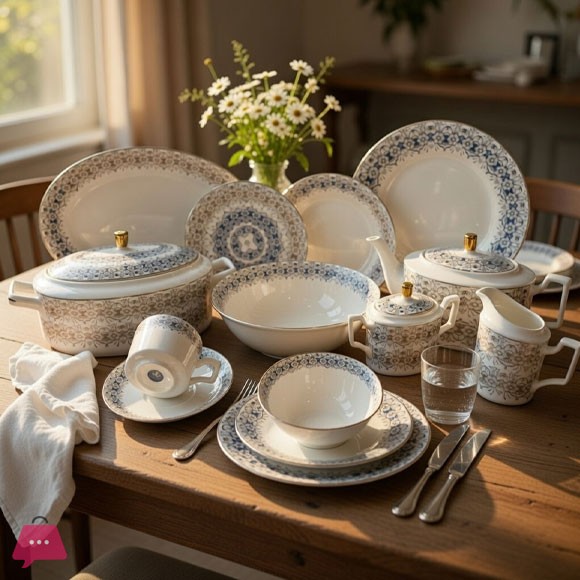 Elegant Dinner Set 8 Person Serving 61 Piece