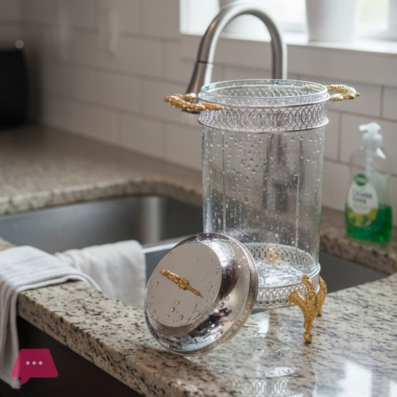 Elegant Stainless Steel & Glass Beverage Dispenser Luxury Drink Server with Gold Accents 7 & 10 Liter