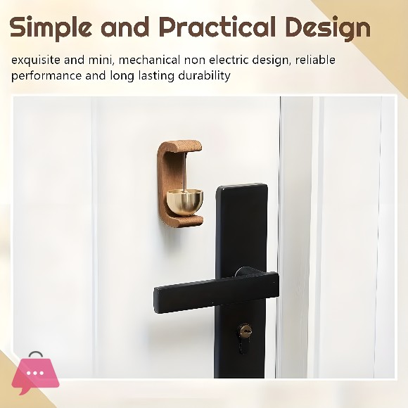 Elegant Wooden Doorbell Chime with Brass Bell for Home Office Decor