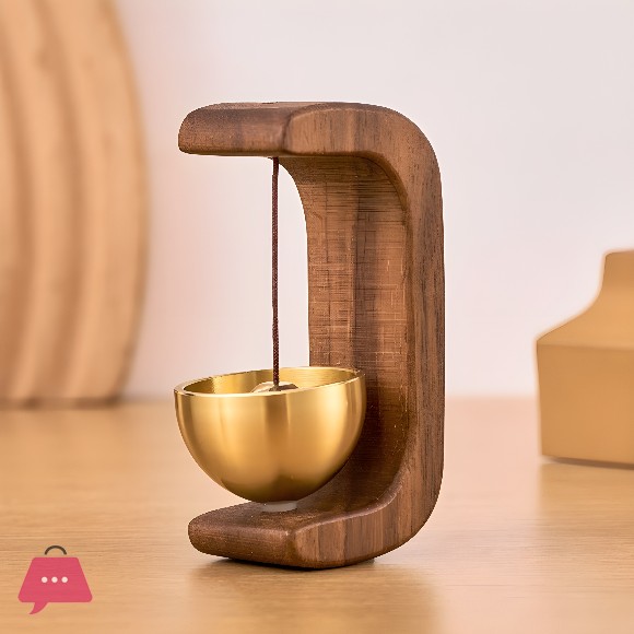 Elegant Wooden Doorbell Chime with Brass Bell for Home Office Decor