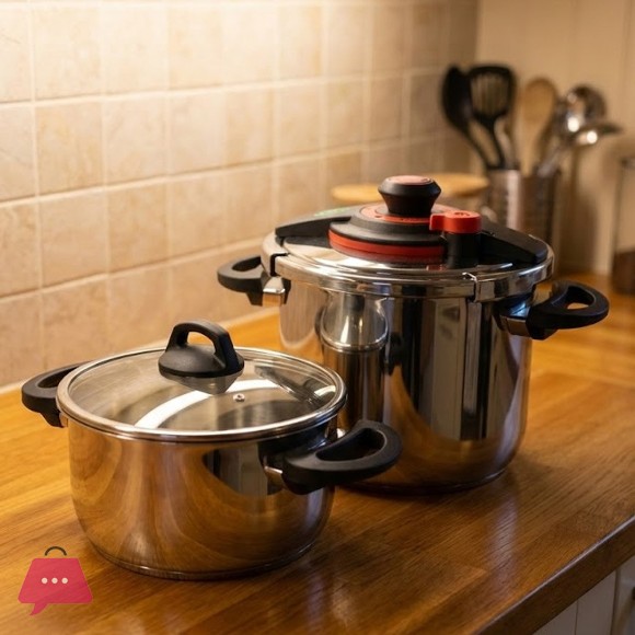 Falez Stainless Steel Pressure Cooker Set Interchangeable Lids 6L & 9L