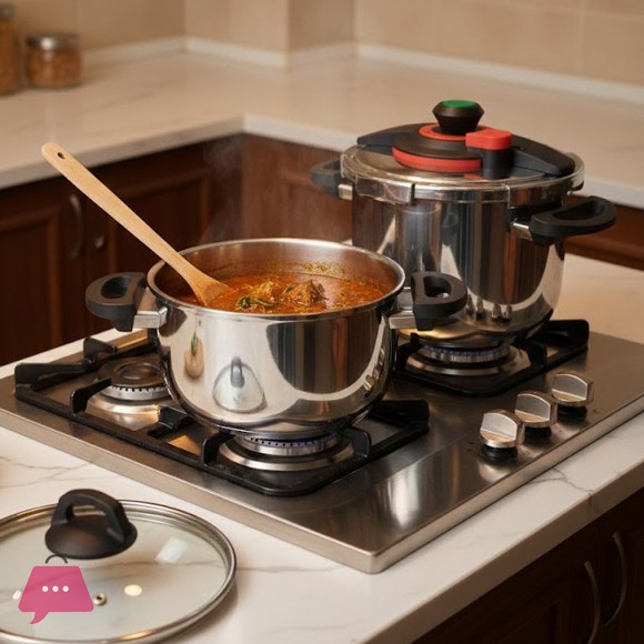 Falez Stainless Steel Pressure Cooker Set Interchangeable Lids 6L & 9L