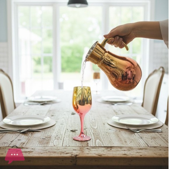 Gold & Color Accent Water Pitcher & Goblet Set